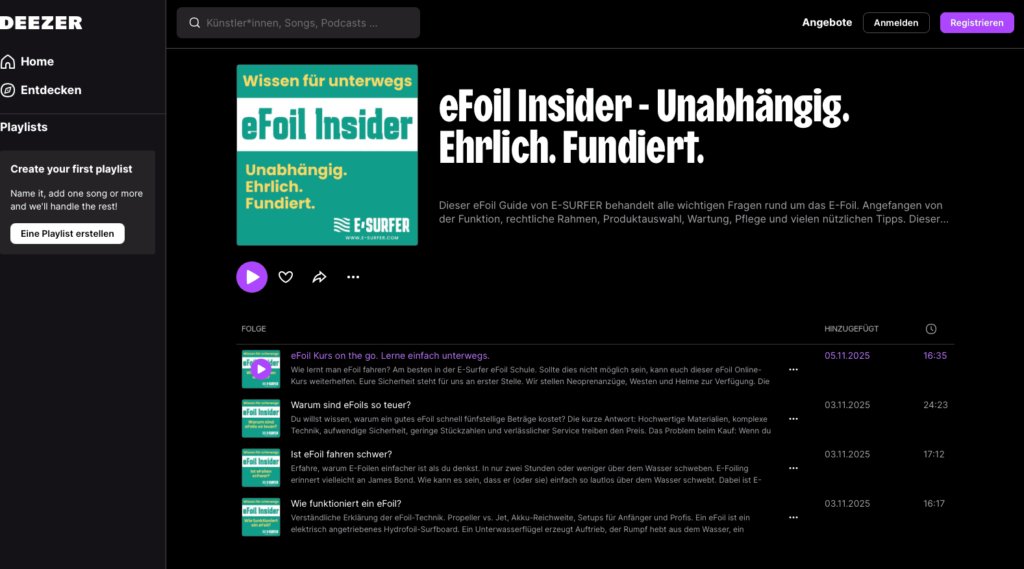E-Foil Podcast auf Deezer