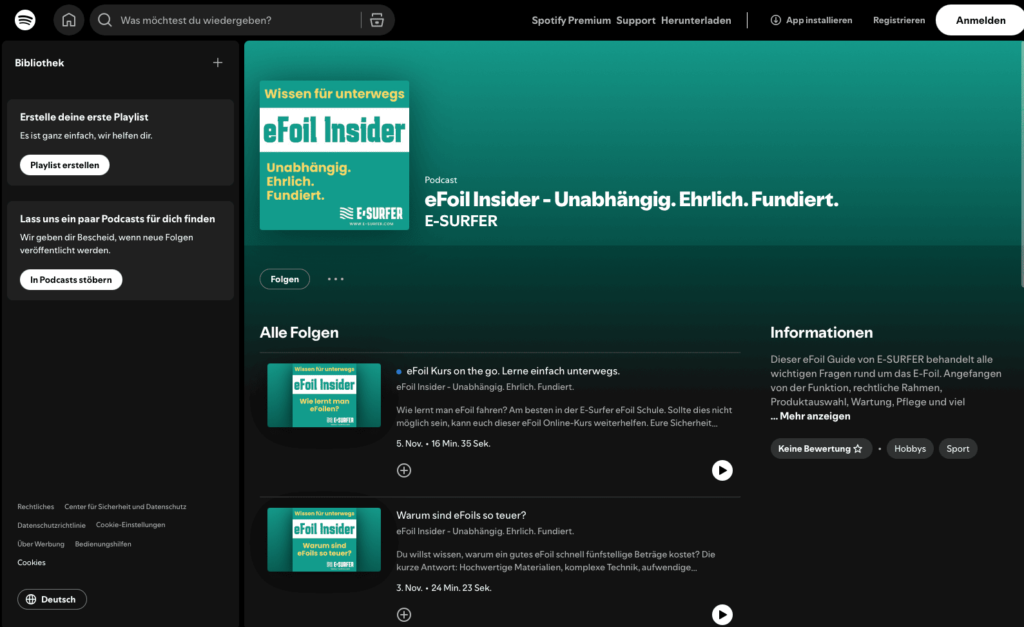 eFoil Insider auf Spotify