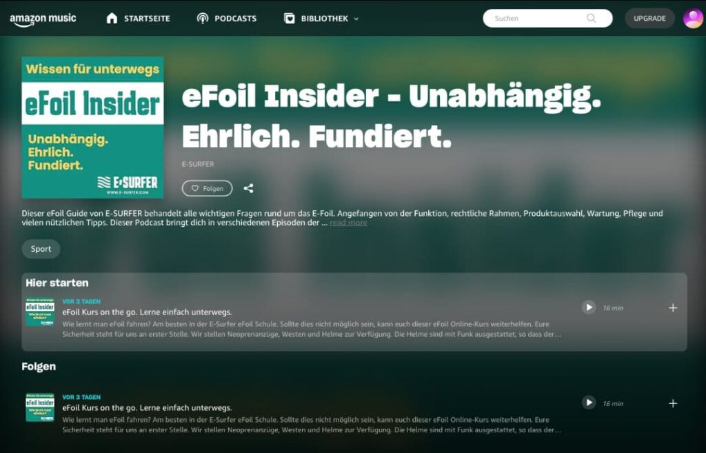 eFoil Podcast bei Amazon