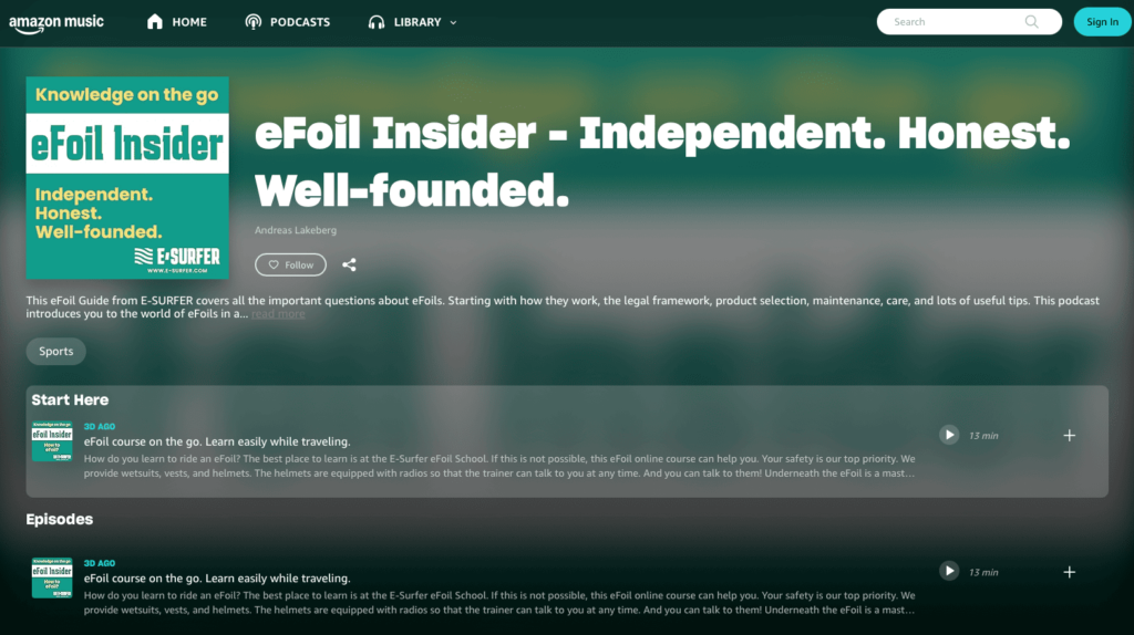 eFoil Podcast on Amazon