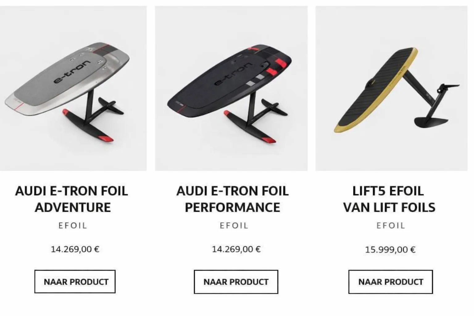 eFoil prijs — eFoils Audi e-tron en Lift5 in de E-SURFER-shop