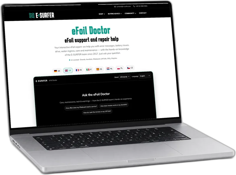 El eFoil Doctor en un portátil